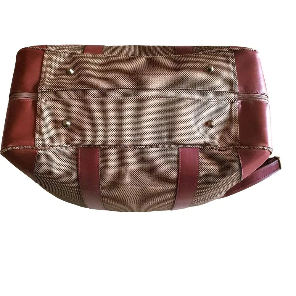 L.L. Bean VTG Traveler Tweed Duffle Carry On Luggage Weekender Bag LTHR Trim
